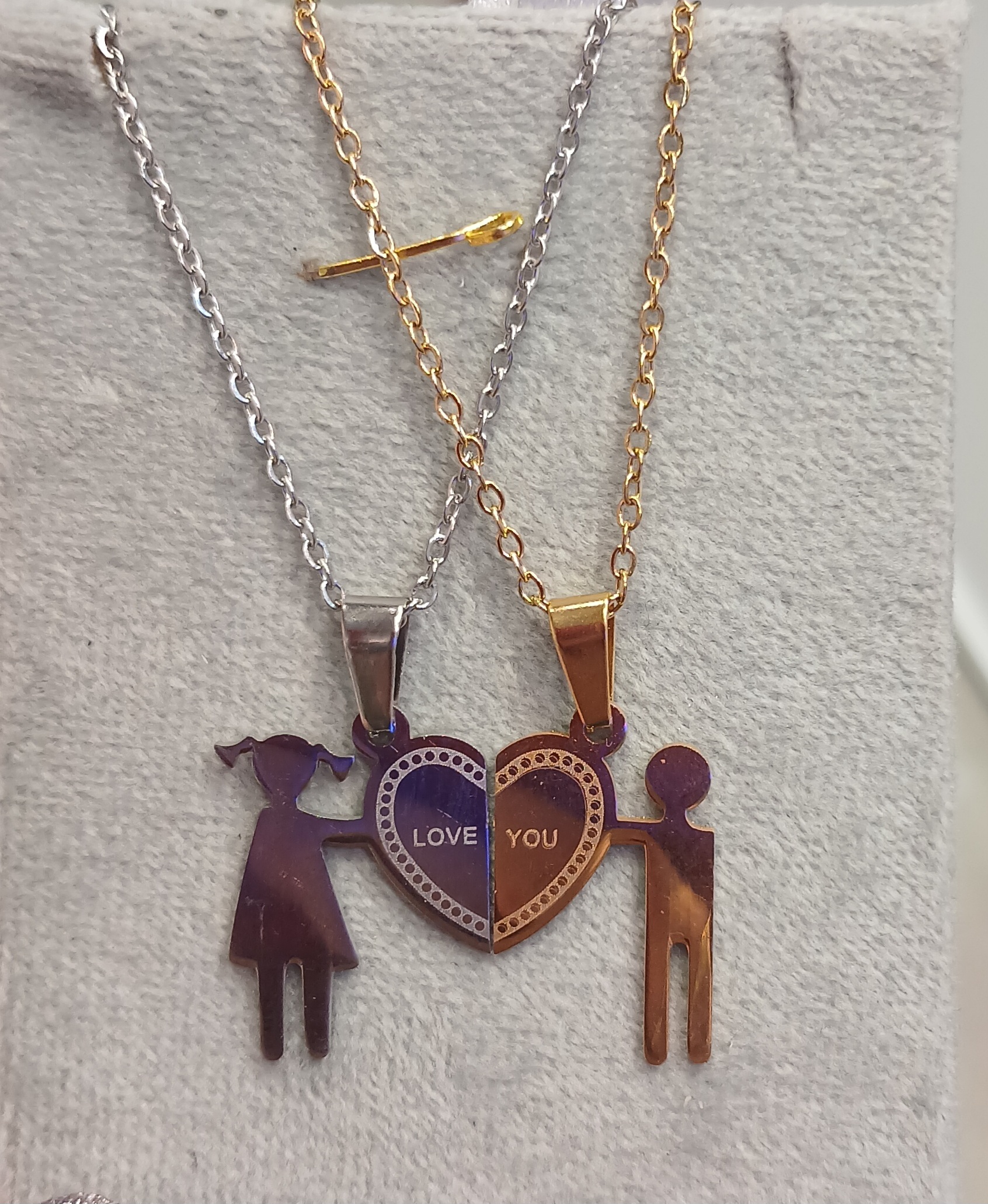 گردنبند ست دختر و پسر جنس استیل رنگ ثابت