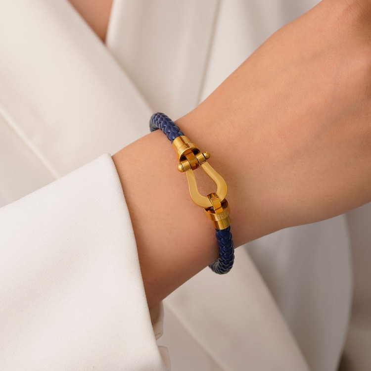 دستبند چرمی حصیری با قفل استیل