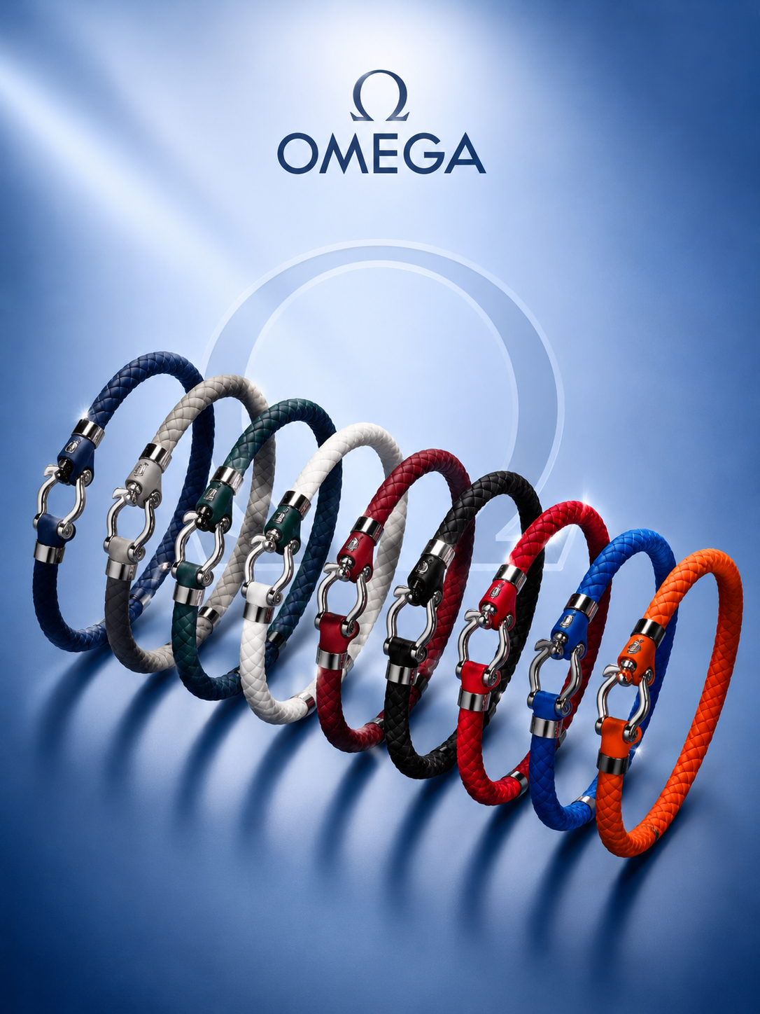 دستبند چرم اُمگا مستر کوالیتی اصلی قفل تمام استیل OMEGA